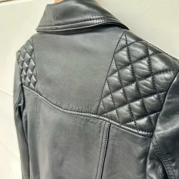 AllSaints Black Quilted Leather Moto Jacket - Picture 5 of 6